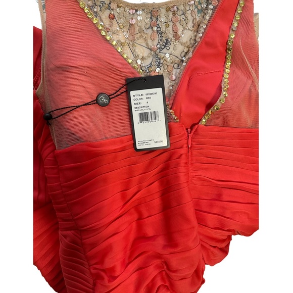 NWT Adrianna Papell Women’s Jeweled Coral Back Zipper Dress Size 4 Color Man - Picture 7 of 7
